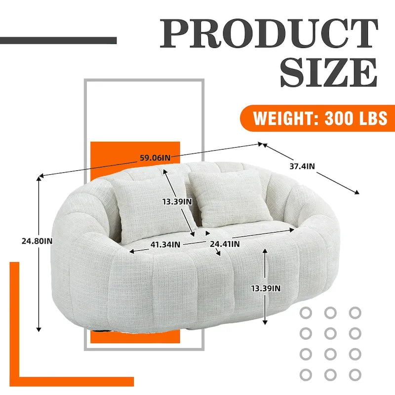 Causeuse-Pouf Grande Hauteur Chenille
