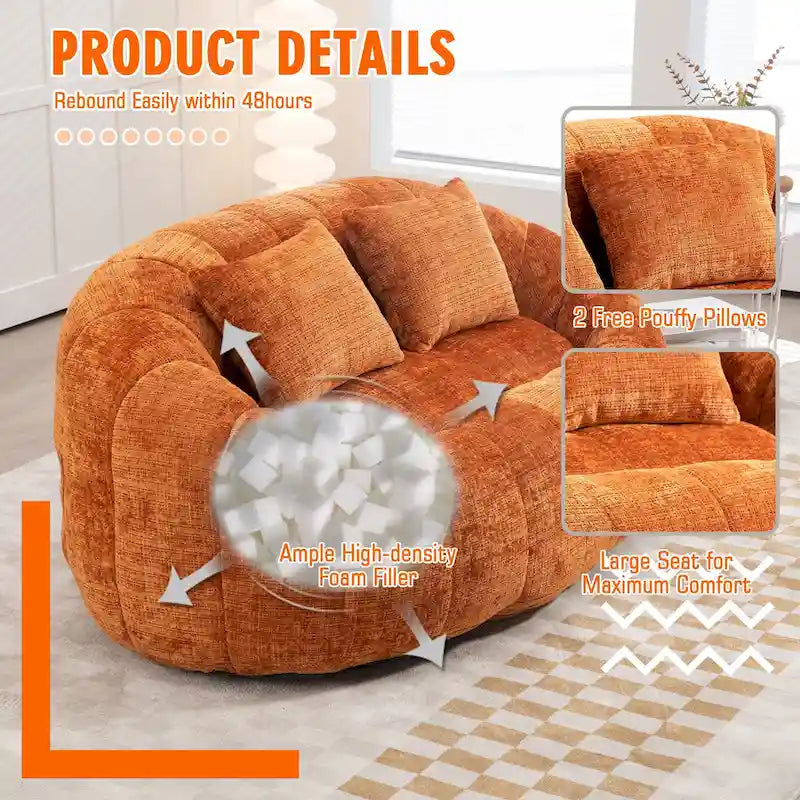 Causeuse-Pouf Grande Hauteur Chenille