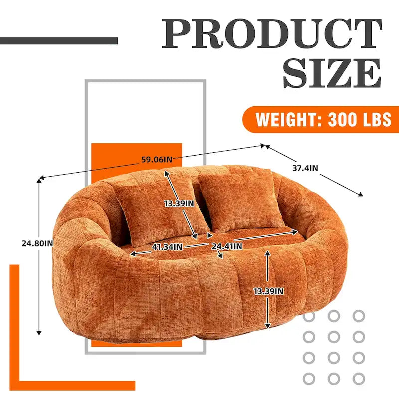 Causeuse-Pouf Grande Hauteur Chenille