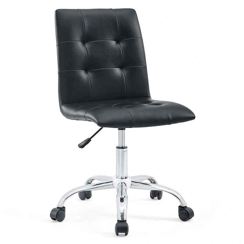 Chaise de bureau sans accoudoirs à dossier mi-hauteur capitonnée
