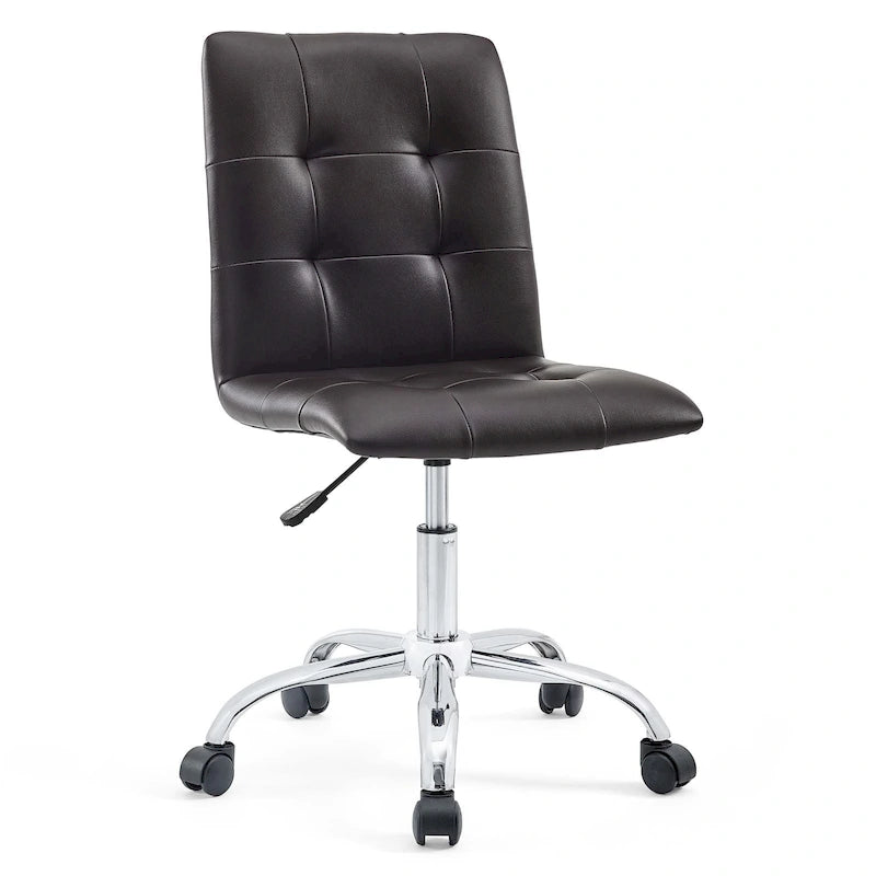 Chaise de bureau sans accoudoirs à dossier mi-hauteur capitonnée