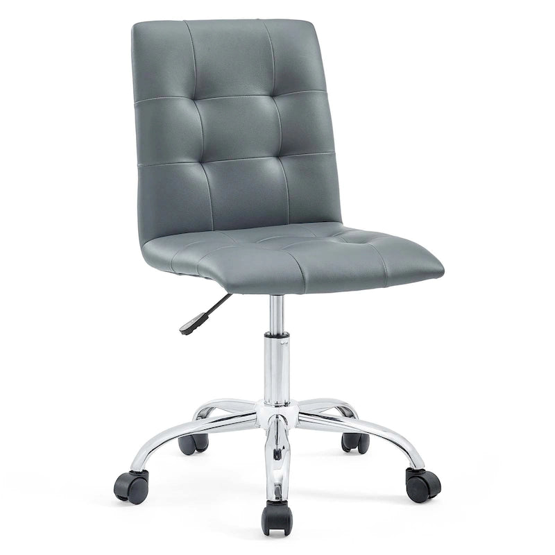 Chaise de bureau sans accoudoirs à dossier mi-hauteur capitonnée