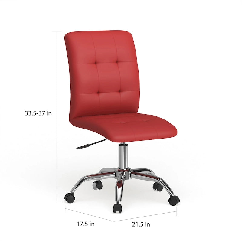 Chaise de bureau sans accoudoirs à dossier mi-hauteur capitonnée