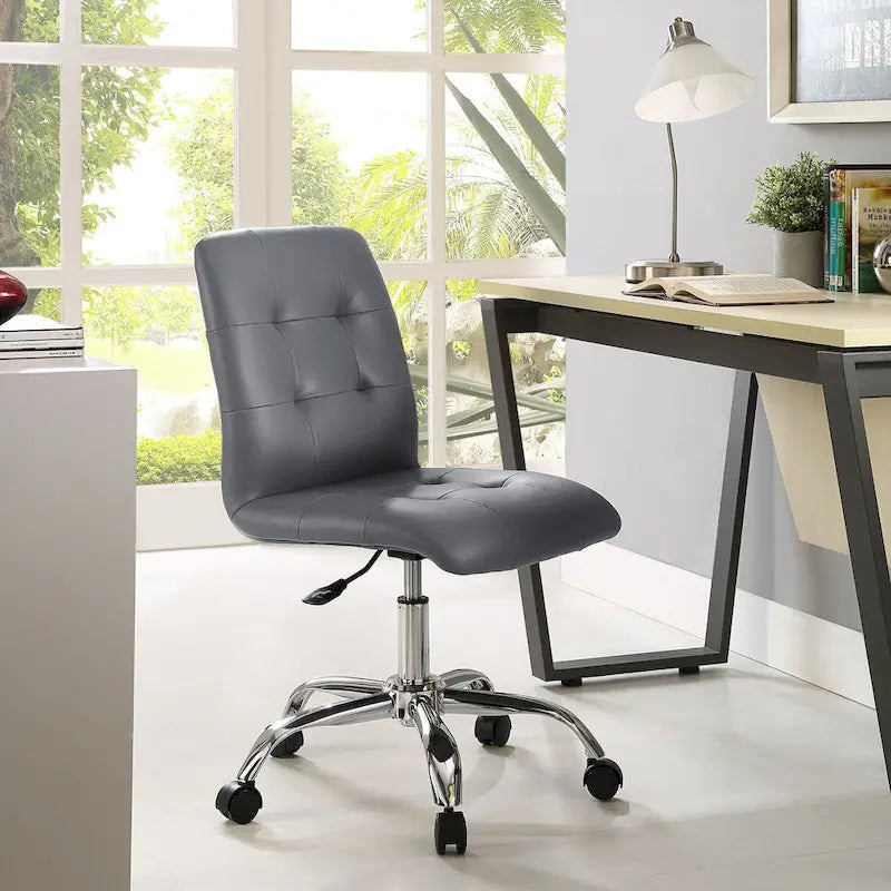 Chaise de bureau sans accoudoirs à dossier mi-hauteur capitonnée