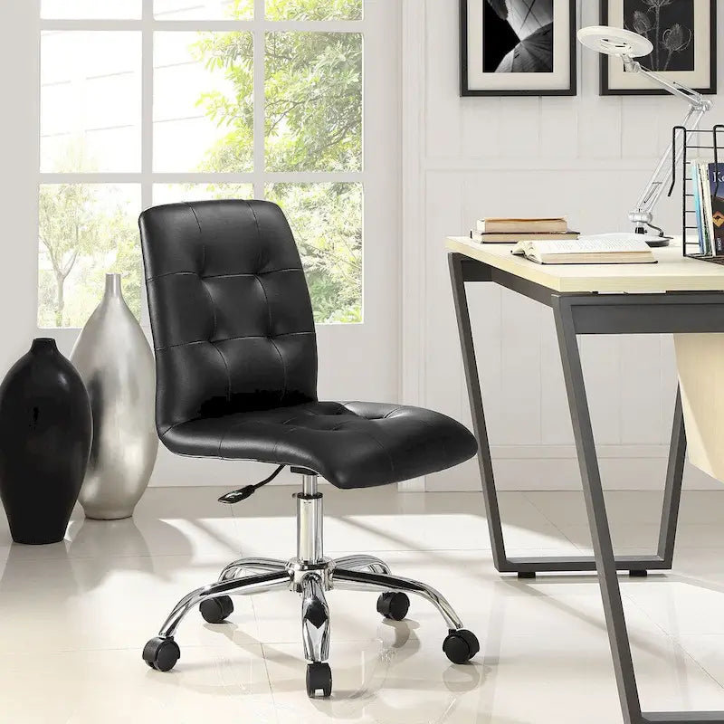 Chaise de bureau sans accoudoirs à dossier mi-hauteur capitonnée