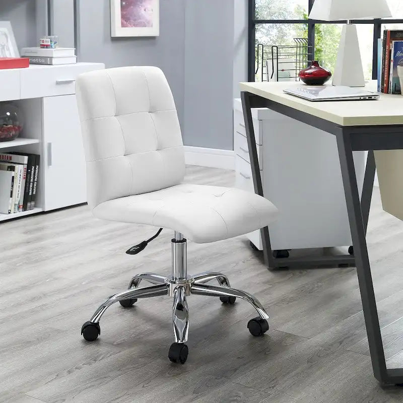 Chaise de bureau sans accoudoirs à dossier mi-hauteur capitonnée