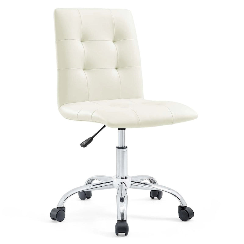 Chaise de bureau sans accoudoirs à dossier mi-hauteur capitonnée
