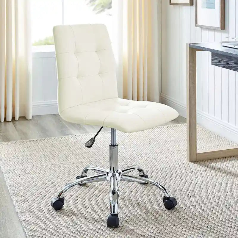 Chaise de bureau sans accoudoirs à dossier mi-hauteur capitonnée