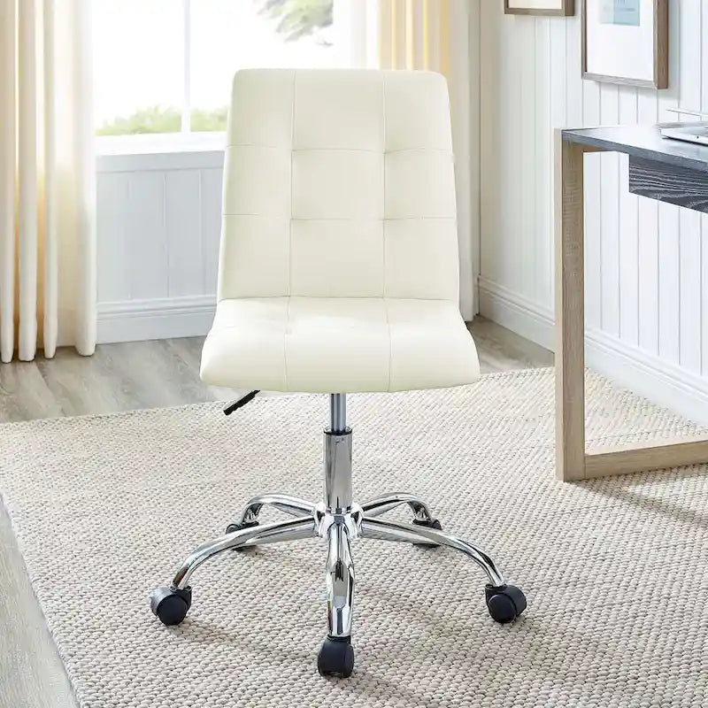 Chaise de bureau sans accoudoirs à dossier mi-hauteur capitonnée