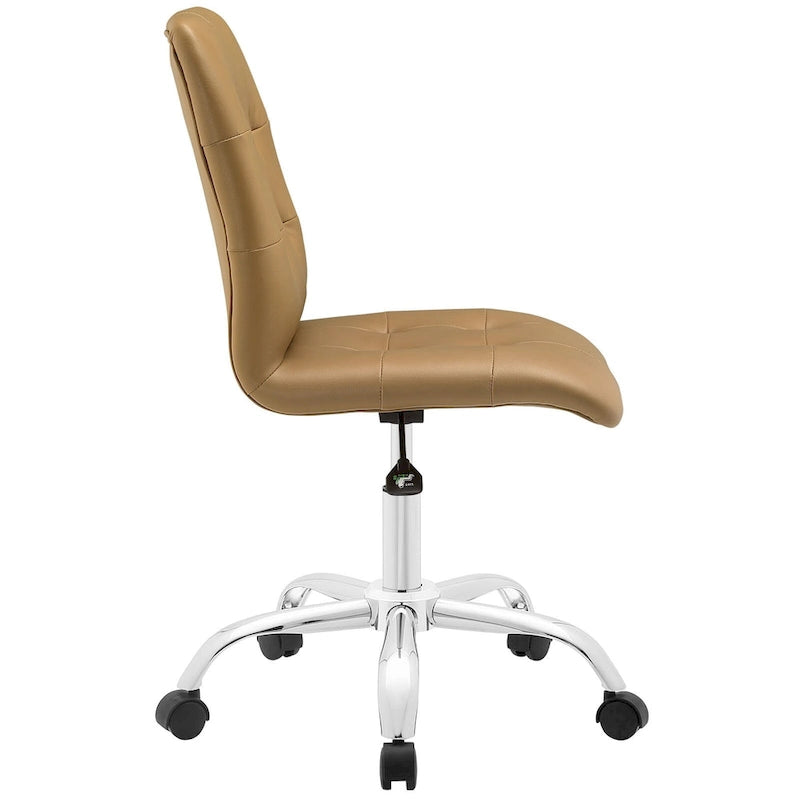 Chaise de bureau sans accoudoirs à dossier mi-hauteur capitonnée