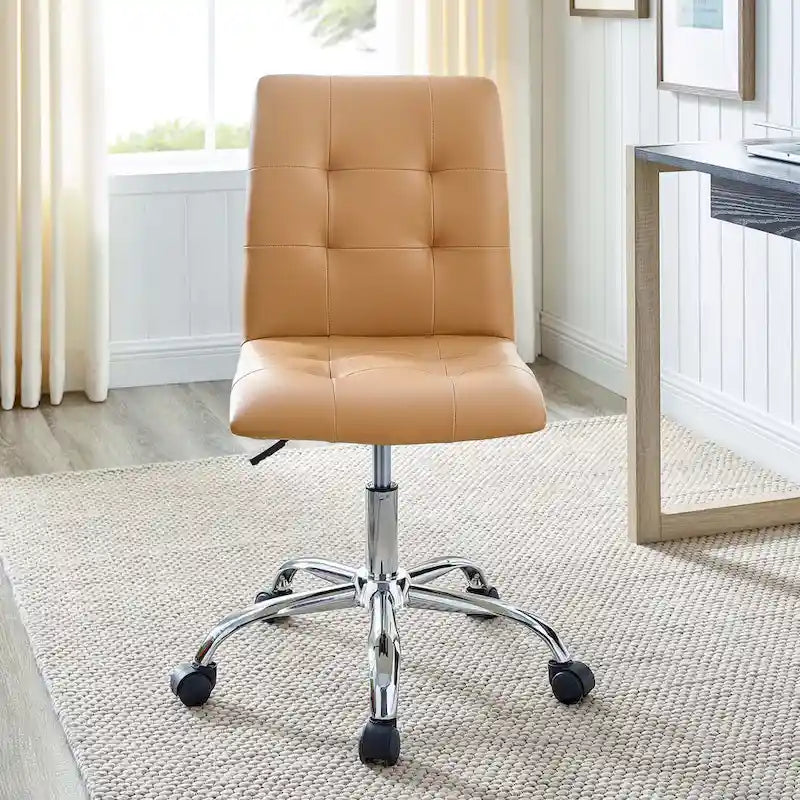 Chaise de bureau sans accoudoirs à dossier mi-hauteur capitonnée