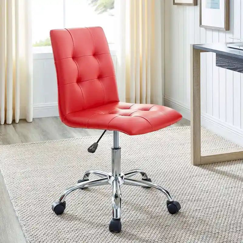 Chaise de bureau sans accoudoirs à dossier mi-hauteur capitonnée