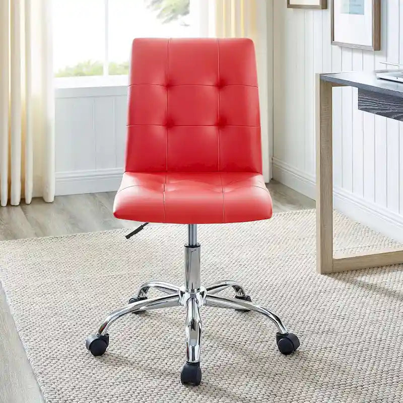 Chaise de bureau sans accoudoirs à dossier mi-hauteur capitonnée