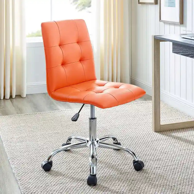 Chaise de bureau sans accoudoirs à dossier mi-hauteur capitonnée