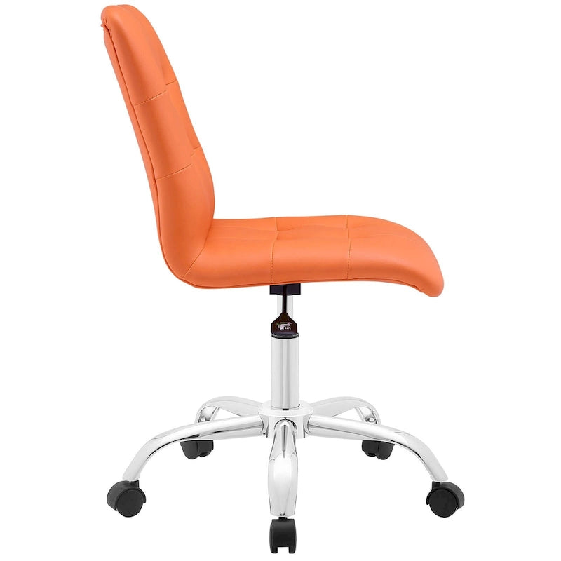 Chaise de bureau sans accoudoirs à dossier mi-hauteur capitonnée