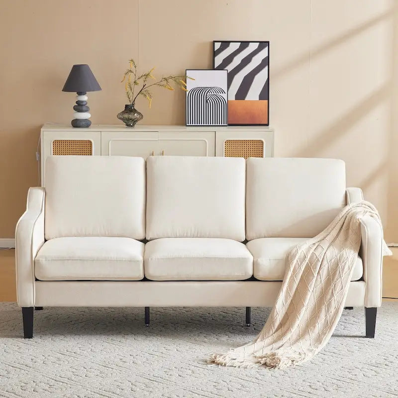 Canapé 3 places moderne en tissu avec dossier inclinable ergonomique et housses lavables