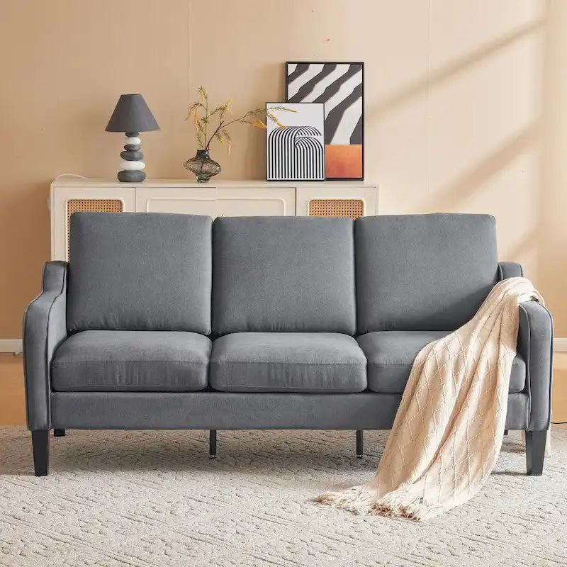 Canapé 3 places moderne en tissu avec dossier inclinable ergonomique et housses lavables