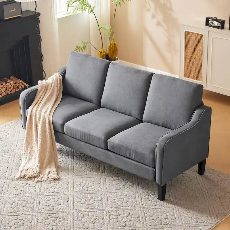 Canapé 3 places moderne en tissu avec dossier inclinable ergonomique et housses lavables