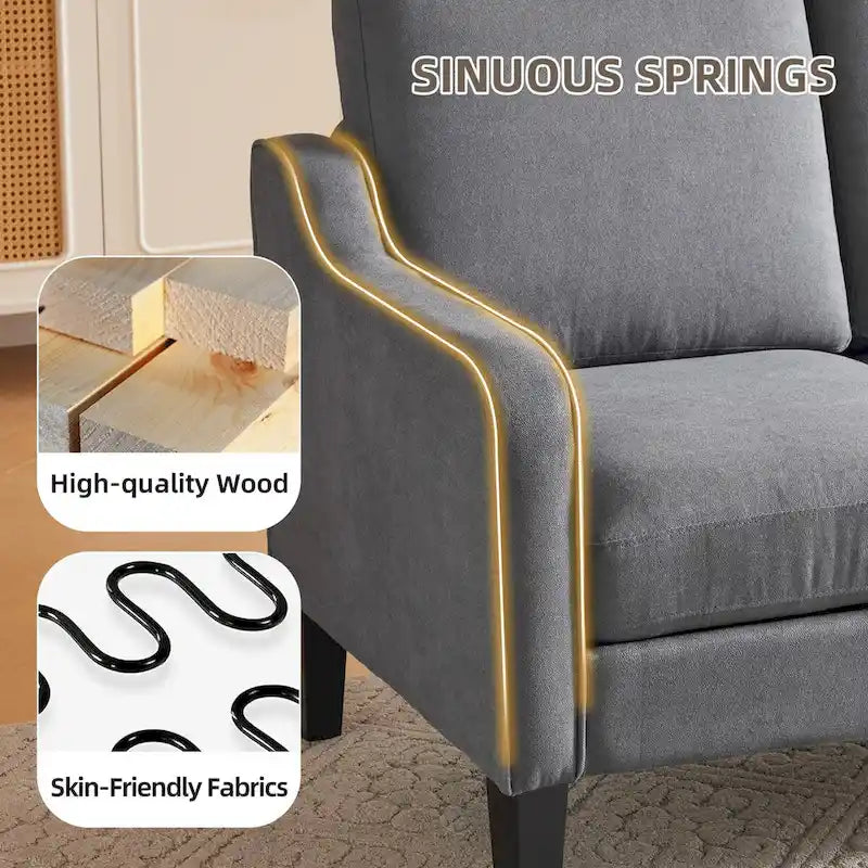 Canapé 3 places moderne en tissu avec dossier inclinable ergonomique et housses lavables