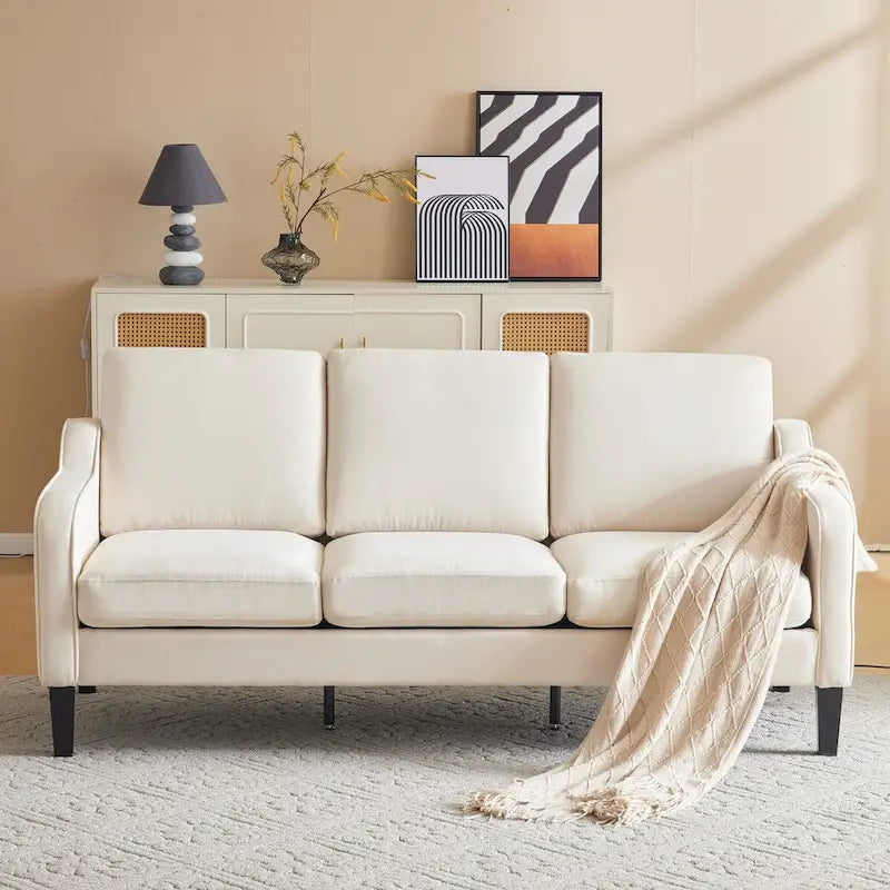 Canapé 3 places moderne en tissu avec dossier inclinable ergonomique et housses lavables
