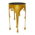 Guéridon sculptural en métal fondu avec plateau en verre trempé | 4 finitions