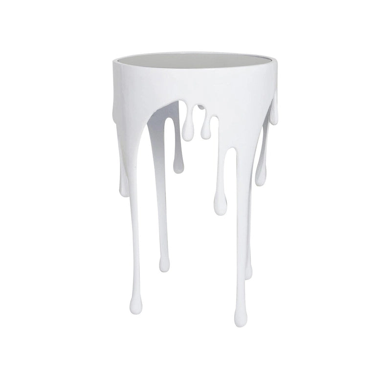 Guéridon sculptural en métal fondu avec plateau en verre trempé | 4 finitions