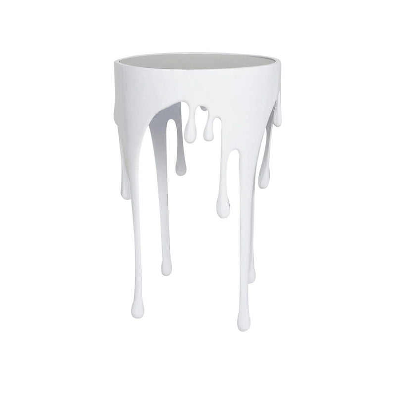 Guéridon sculptural en métal fondu avec plateau en verre trempé | 4 finitions