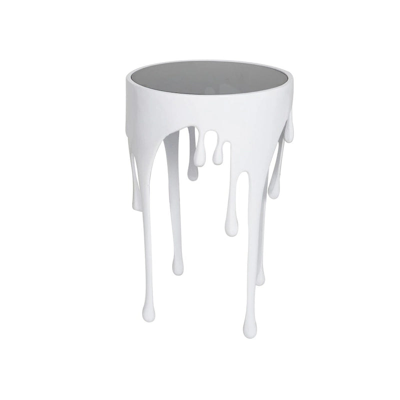 Guéridon sculptural en métal fondu avec plateau en verre trempé | 4 finitions