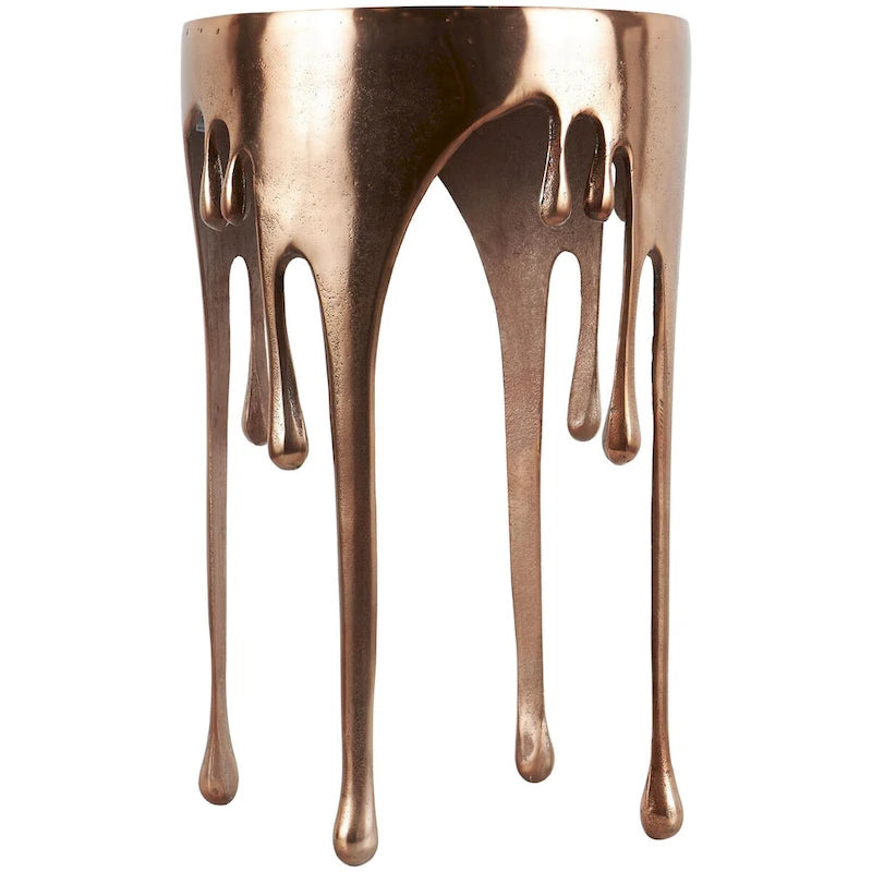 Guéridon sculptural en métal fondu avec plateau en verre trempé | 4 finitions