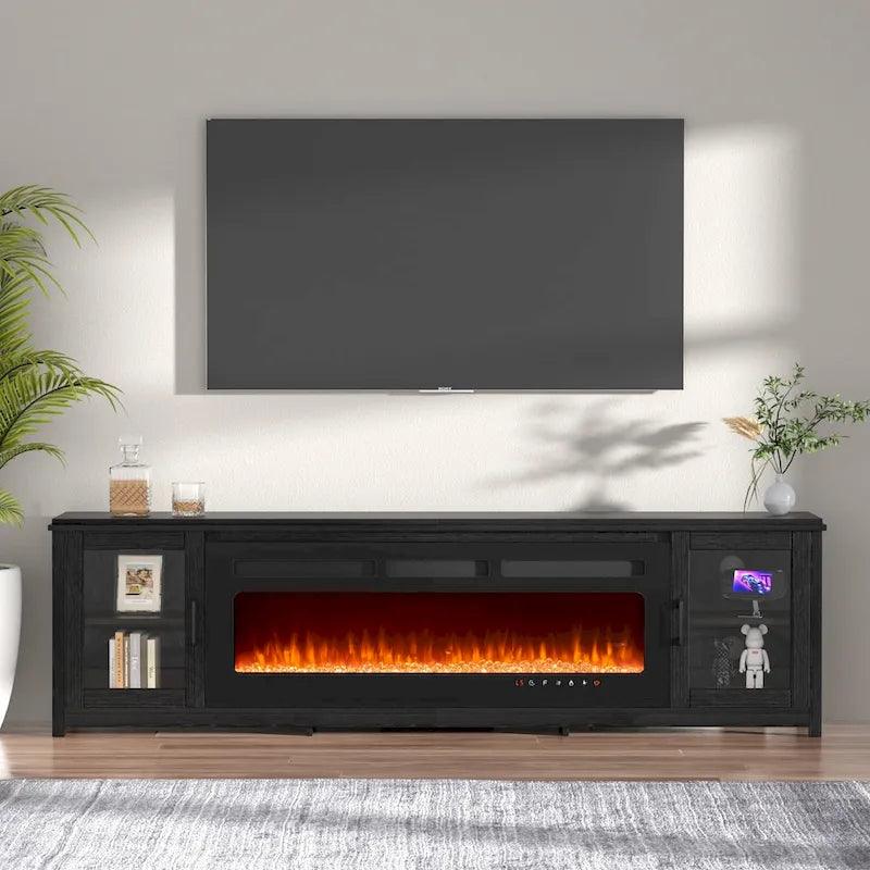 Meuble TV avec cheminée électrique de 80 pouces