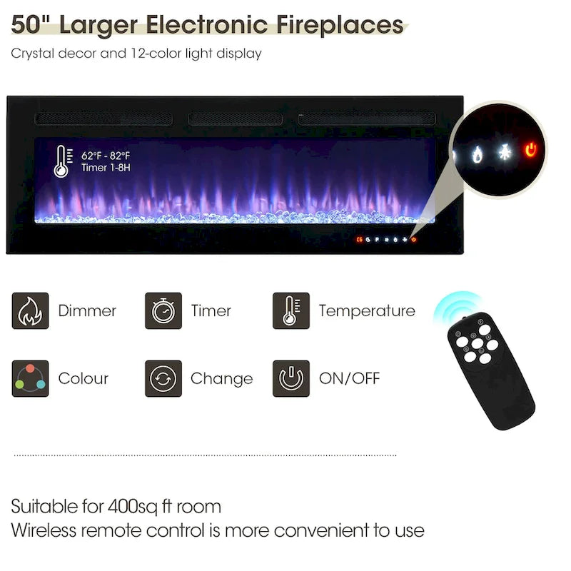 Meuble TV avec cheminée électrique de 80 pouces