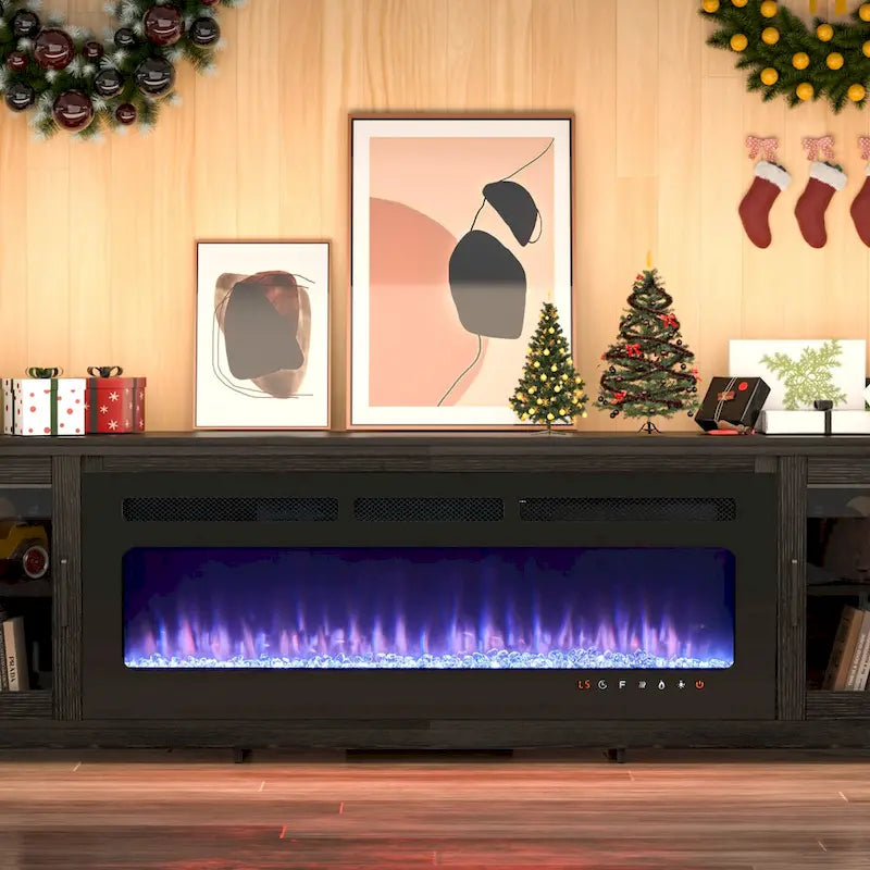 Meuble TV avec cheminée électrique de 80 pouces