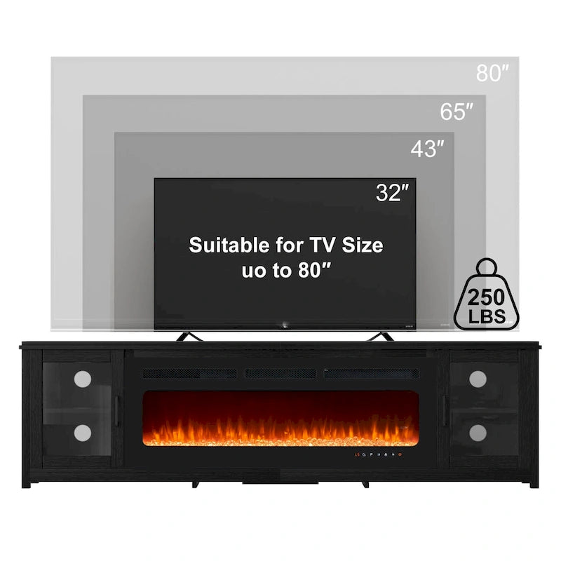 Meuble TV avec cheminée électrique de 80 pouces