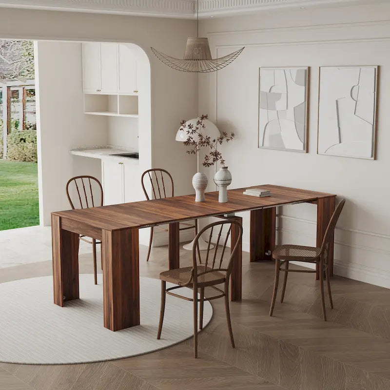 2 in 1 Multifunctional Extendable Console Table Dining Table for 4-8 People with 5 Different Size