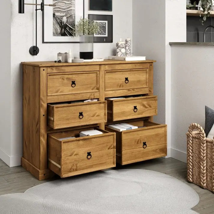 Wood Dresser 3+3 Drawers Chest Corona
