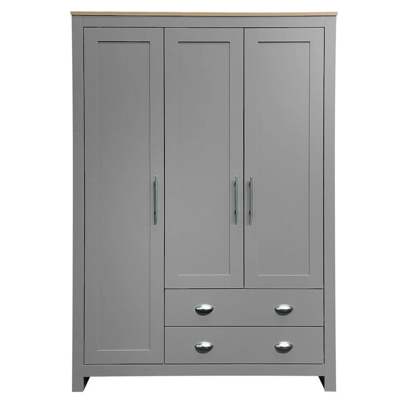 Armoire 3 portes avec tringles et 2 tiroirs