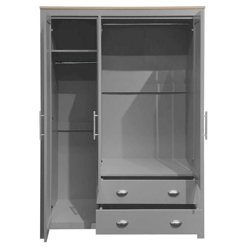 Armoire 3 portes avec tringles et 2 tiroirs